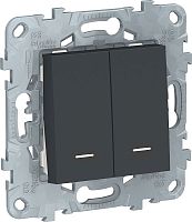 Выключатель с подсветкой без рамки Schneider Electric Unica New 2-кл. антрацит картинка
